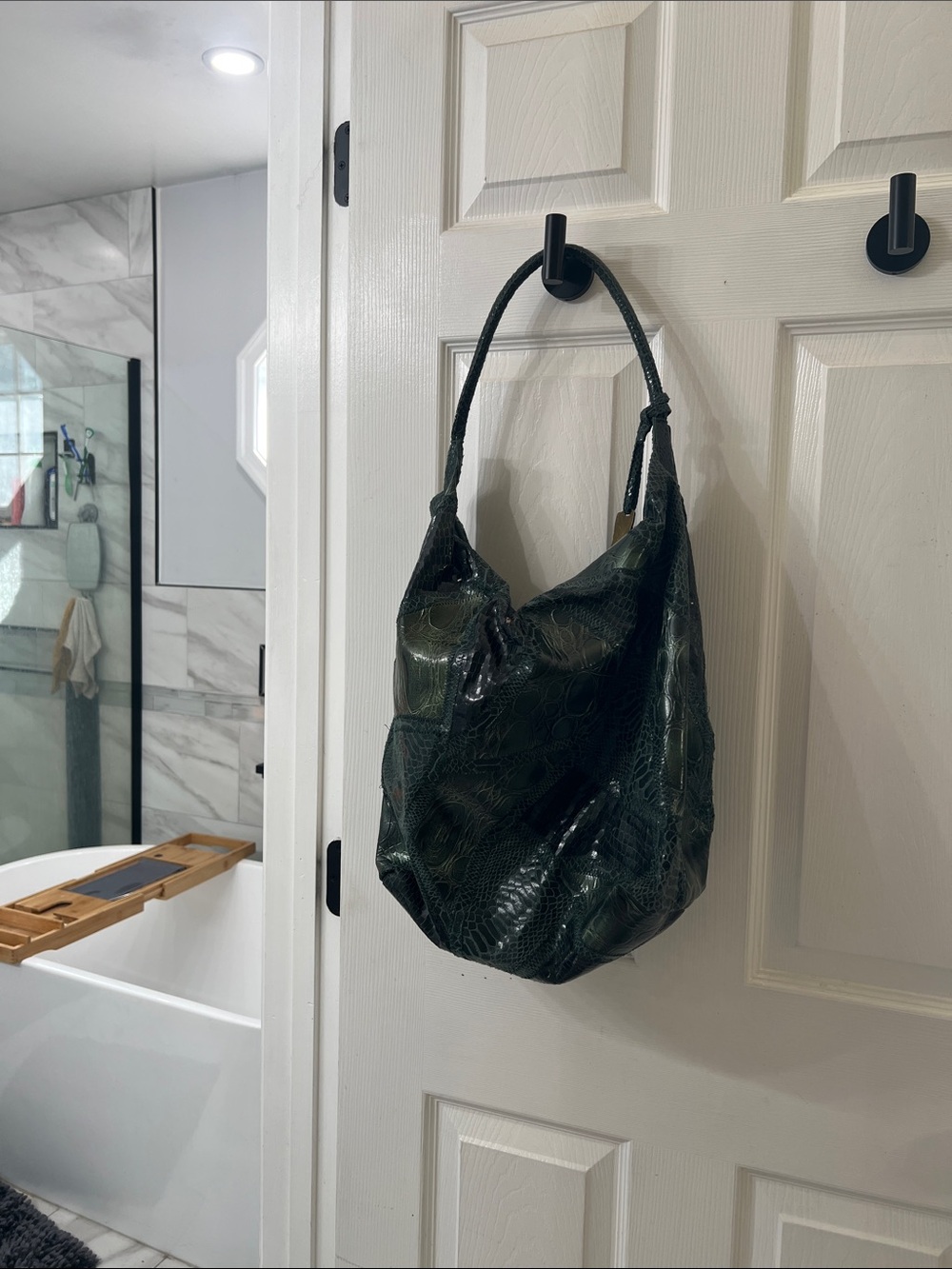 Carlos Falchi for Target 2009 Green Patchwork Faux Snakeskin Hobo Bag
